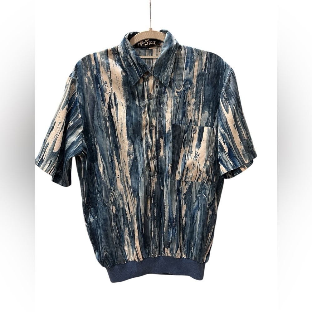 Vintage disco Alan Stuart watercolor blouson top shirt-M/L